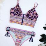 Victoria's Secret Victoria’s Secret boho paisley printed  longline purple pink Bikini Set BNWOT Photo 1