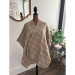 Ralph Lauren Lauren  Ruana Wrap Coat Wrap Shawl Beige White Plaid One Size OS NWT Photo 1