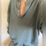 The Be Brand Cropped Henley Sweater Blue Photo 0