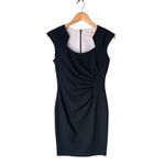 Calvin Klein  Side Ruched Cap Sleeve Classic Black Mini Sheath Dress Photo 6