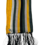 Vintage Green Bay Packers 100% Silk Striped Scarf w/ Tassels – EUC 60” x 8” Gold Photo 0