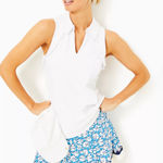 Lilly Pulitzer Luxletic Martina UPF 50+ White Ruffle Polo Tank Top Medium Photo 0
