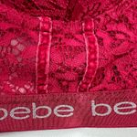 Bebe  Wide Lace Mesh Band Padded Push Up Bra Berry Red Size 38C Photo 4