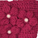 NWT Tickled Pink Dark Red Floral Knit Head Band Ear Warmers Photo 2