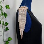 Large Statement Petal Flower Brooch Pin Rose Gold Rhinestone Fringe New Photo 9