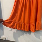 Umgee Size L Orange Linen Short Sleeve Round Neck Ruffle Trim Dress Frayed Trim Photo 5