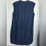 Eileen Fisher Dress Midnight Blue Denim Cotton Blend Mandarin Collar Medium Photo 4