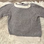 J.Crew  Black Cream Cotton Linen Chevron Crew Neck Sweater Medium Photo 0
