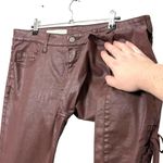 Anthropologie Pilcro Coated Skinny Pants Women’s Size 32 Burgundy Lace Hem Photo 5