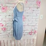 Lulus Women's Crinkle Textured Wrap Skirt Side Tie Tulip Cut Dress Light Blue XL Photo 7