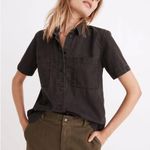 Madewell Charcoal Black Short Sleeve Button Down Shirt Small Photo 0