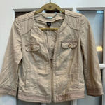 White House | Black Market Linen Blend Tan Full Zip Rose Gold Jacket Size 0 WHBM Photo 0