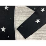 Marled Top Womens Medium Black Silver Hoodie Star Rhinestones Longsleeve Size M Photo 2