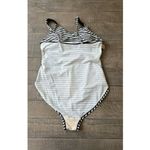 Merona Black White Striped One Piece Swimsuit Adjustable Straps Size Large Photo 8
