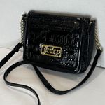 Juicy Couture Black Patent Embellished Flap Crossbody Shoulder Bag Gold Hardware Photo 1