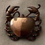 Da Vinci Crab Brooch Pin Silver Tone & Black 1.25” Diameter Sea Beach Vintage Photo 0