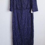 JS Collections  Navy Metallic Soutache Gown Photo 0