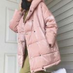 ZARA  HOODED PUFFER COAT JACKET PINK SHIMMER NEW Photo 5