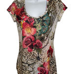 CACHE Floral Leopard Print Embellished Scoop Neck T Photo 0
