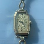 Vintage 1920s GRUEN 14K White Gold Filled Nurse's Watch RUNNING Cartouche Ladies Silver Photo 0