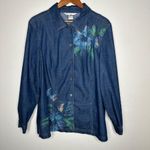 Napa Valley Floral Denim‎ Jacket Sz 1X Blue Photo 6