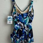 Maxine of Hollywood  Swim One Piece Blue Green Black White Tropical Leah NWT Photo 11