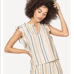 Lilla P Woven Stripe Ruffle Sleeve Tank Photo 0