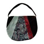 90s Vintage Oversized Hobo Shoulder Pag Purse Patchwork Boho Silk Velvet Large Brown Photo 0