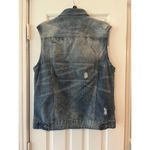 Carbon Women Large Blue Distressed Denim Vest Sleeveless Y2K Grunge Biker Summer Size XL Photo 2