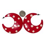 Vintage plastic red and white polka dot hoops Photo 1