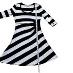 Calvin Klein  Dress Black White Stripe 3/4 Sleeve Summer Casual Dress Size 10 NEW Photo 11