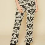 Amuse Society Black Fox Pant β Stretch Flare Jacquard Brocade Floral Knit Small Photo 2