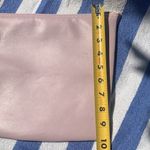 Target Pink leather carry all makeup bag clutch purse with white zipper REAL LEATHER! Photo 1
