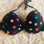 Tahiti Black Rainbow Polka Dot Molded Cup Push Up Bikini Top Size Small Photo 1