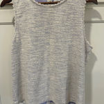 J. Crew Textured Knit cottage core Top Blue White Scalloped Trim Women's XL Photo 0