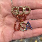 GOD❤️USA Red White & Blue Rhinestone Pin Red Photo 1