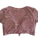 Michael Kors  Bikini Shirt Medium Ruby Stripe Tye Front Plunging Neck Padded Cups Photo 1
