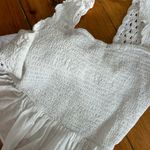 Rebellion  Again White Crochet Square Neck Smocked Back Crop Top medium Photo 4