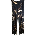 Clara Sun Woo Elegant Black Tan Cream Leaf Print Wide Photo 3