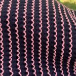 ZARA  Knit Navy & Peach/Orange Crochet Wide Leg Stretchy Pants Size M Photo 5