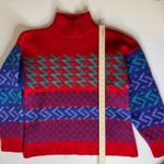 Top Notch Knits Womens VTG Artsy Retro Pullover Sweater Sz M Hand Knit 90s Fall Red Size M Photo 12