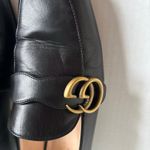 Gucci Malaga Marmont GG Black Leather Loafer Block Heel Square Toe Size EU 37.5 Photo 8