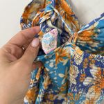 Free People Blue Orange White Floral Smocked Tank Strappy Sun Dress Size 0 1900 Photo 7