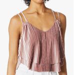 Jack by BB Dakota  Pink Velvet Pleated Layered Crop Tank Top Women Medium Photo 2