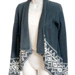 Billabong Long Sleeve Open Front Cardigan Sweater Gray White Southwestern Small Photo 1