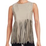 Eleventy Lambskin Leather Fringe Vest Tank, size 42 IT Women’s Photo 0