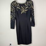 Jack Bryan Vintage Black Beaded Shoulder Pad Cocktail Dress Size 8 Photo 1