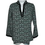 Tracy Negoshian Black & Green Georgia Polka Dot Swirl Tunic Top NWOT XSmall Photo 1