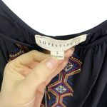 Lovestitch Womens Size S Embroidered Tank Top V-neck Navy Blue Boho Photo 1
