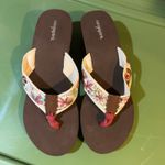 Easy Spirit  Women's Floral Wedge Sandal - Brown and Cream Photo 1